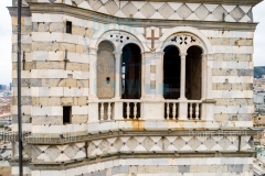 Rilievo BIM drone + laserscanner esterni ed interni del campanile della Cattedrale di San Lorenzo, Genova, con restituzione 3D per supporto alla progettazione per restauro