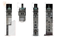 Rilievo BIM drone + laserscanner esterni ed interni del campanile della Cattedrale di San Lorenzo, Genova, con restituzione 3D per supporto alla progettazione per restauro