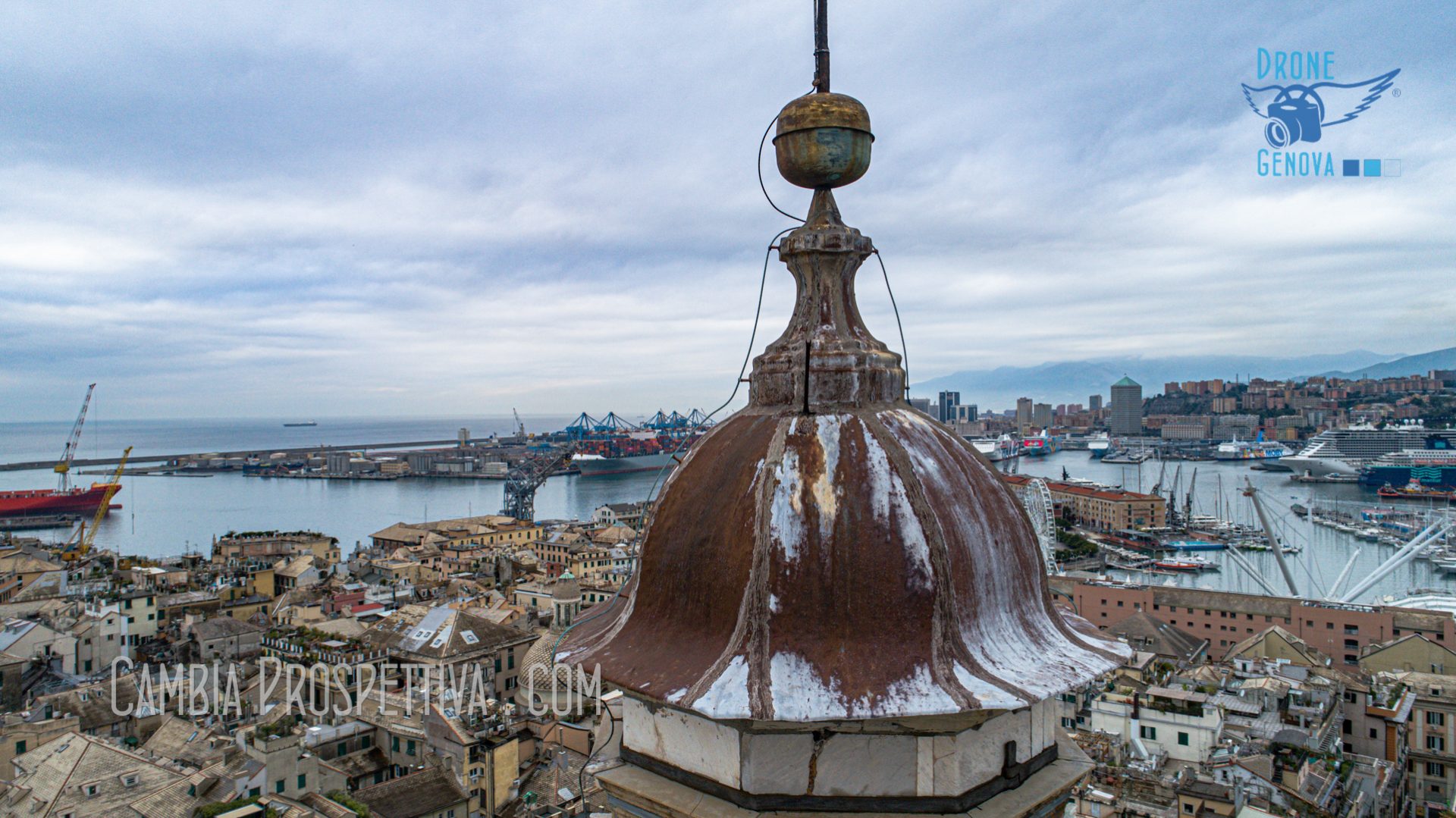 Rilievo BIM drone + laserscanner esterni ed interni del campanile della Cattedrale di San Lorenzo, Genova, con restituzione 3D per supporto alla progettazione per restauro