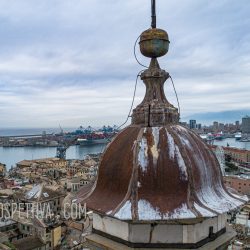 Rilievo BIM drone + laserscanner esterni ed interni del campanile della Cattedrale di San Lorenzo, Genova, con restituzione 3D per supporto alla progettazione per restauro