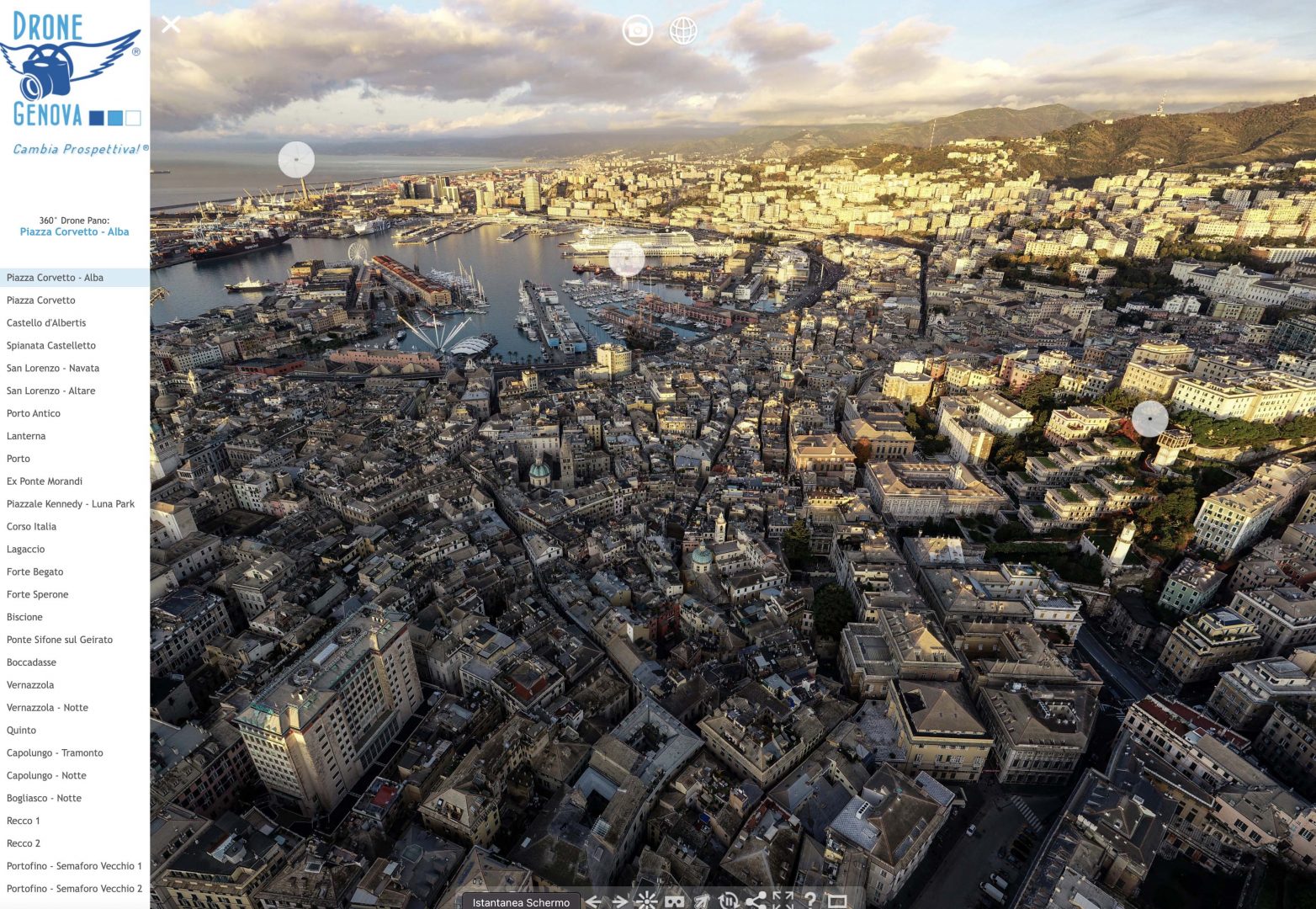 Immagini 360: Tour virtuale aereo Città di Genova