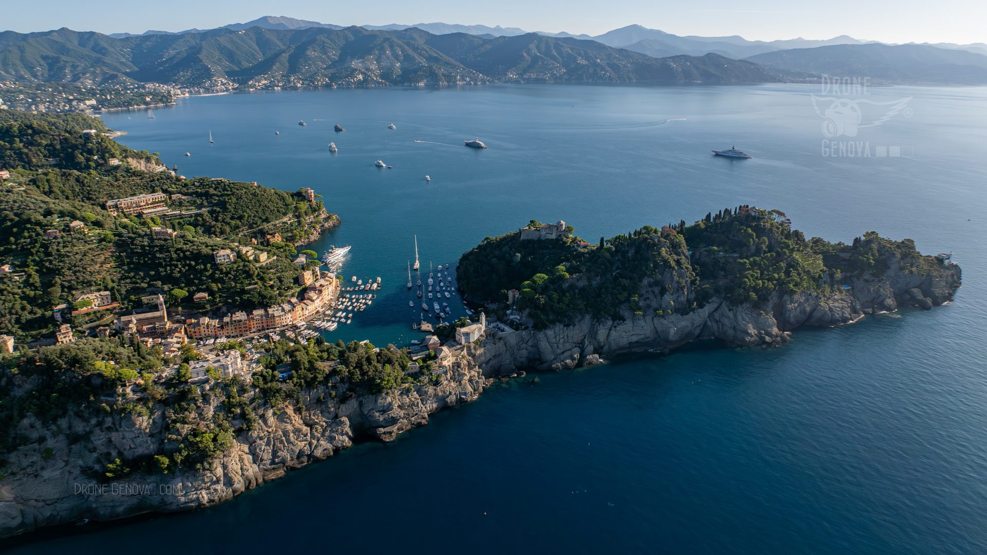 Portofino, foto aerea di Drone Genova